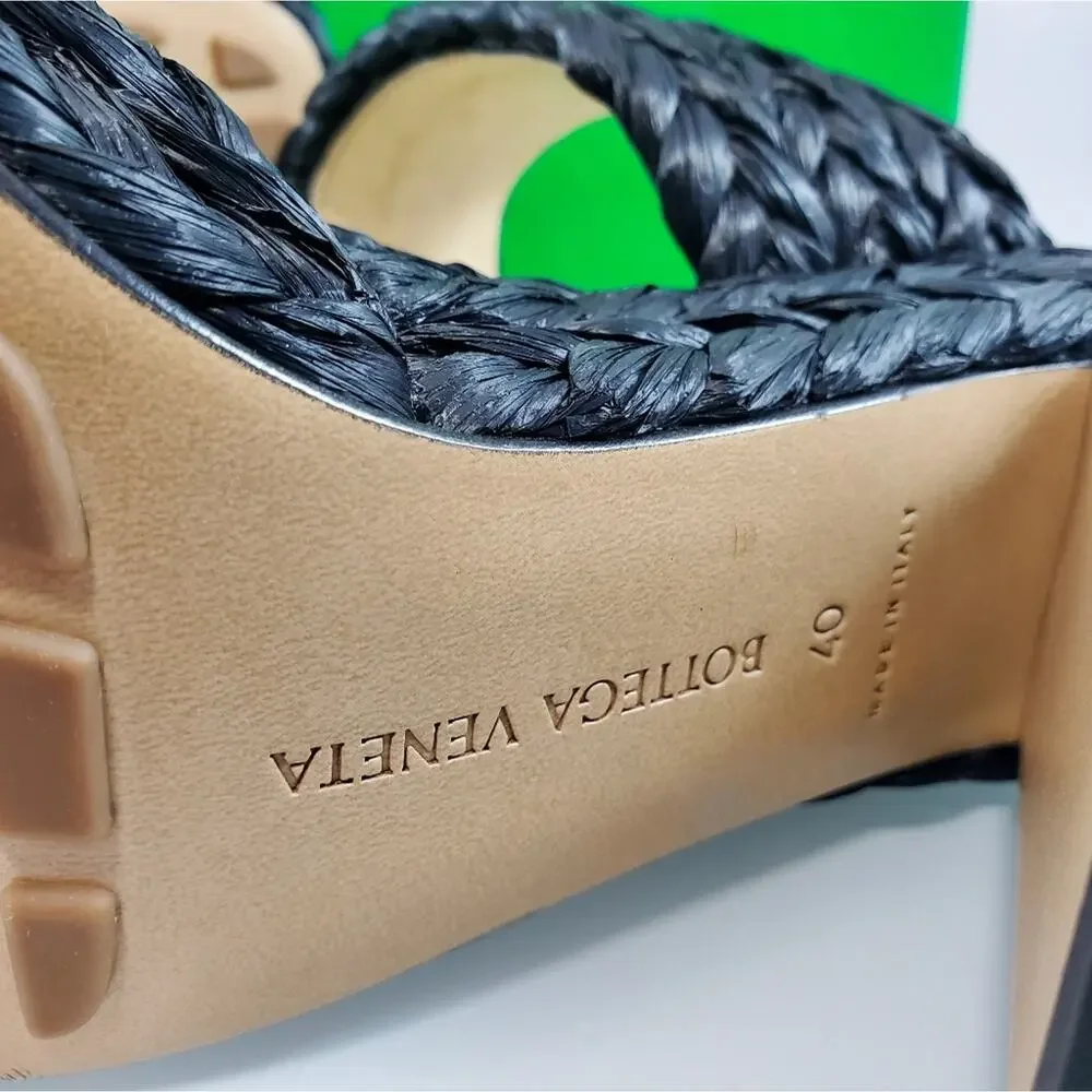 NEW$1,550 Bottega Veneta Trinity Braided Raffia Two-Band Platform Sandals Sz 10